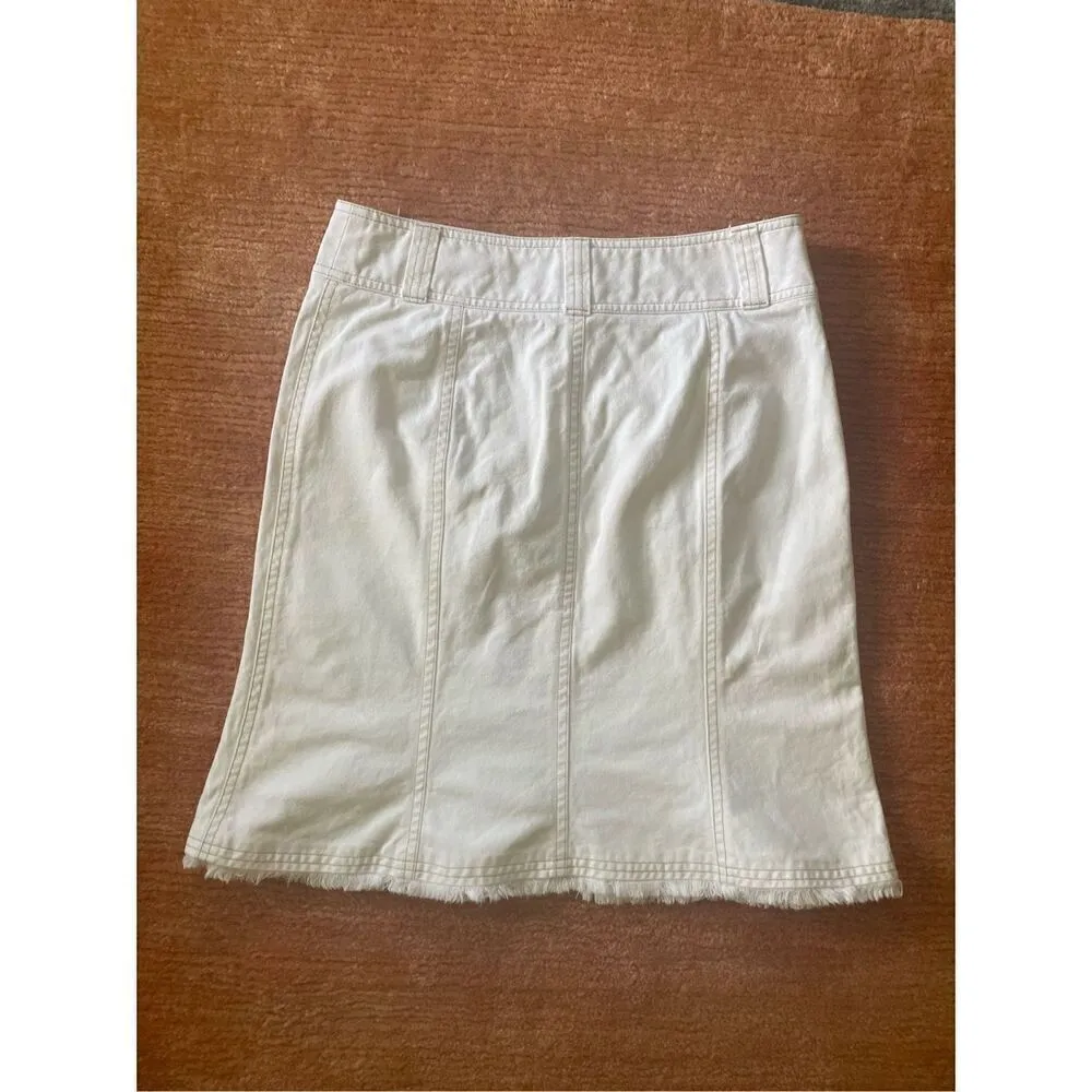 ETCETERA White Denim Cotton  High rise skirt Size 6 - Image 3