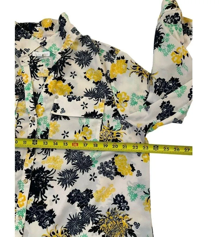 Charter Club Women Sz XL Button Down Shirt Collared Floral Roll Tab Sleeve 7-357 - Image 7