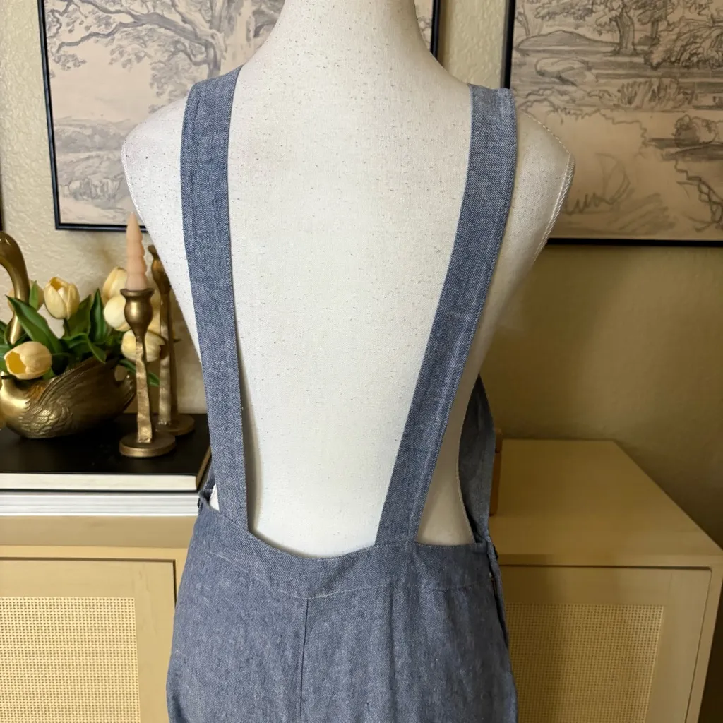 SHOW‎ ME YOUR MUMU Billy Bob Chambray Flare Wide Leg Overall Jumpsuit Size Small - Image 6