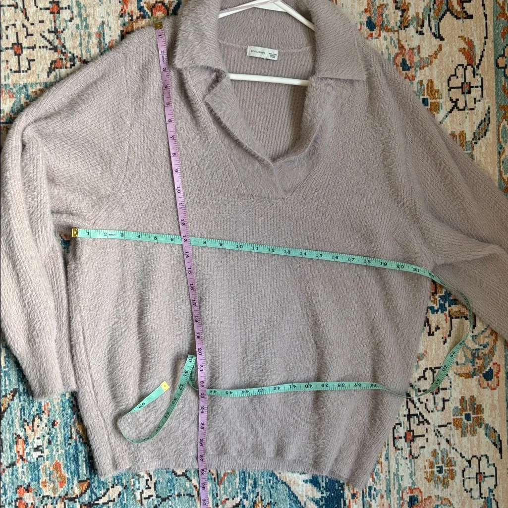 Gentle Fawn Abby Collared Pull Over V-Neck Sweater in Soft Pink, Pearl Sz Large - Image 13