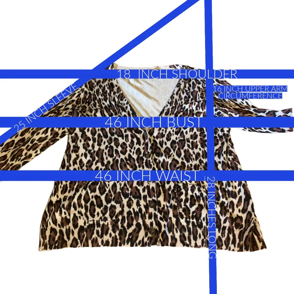 GRACE ELEMENTS CREAM, BROWN & BLACK ANIMAL PRINT KNIT CARDIGAN (XXL) - Image 10