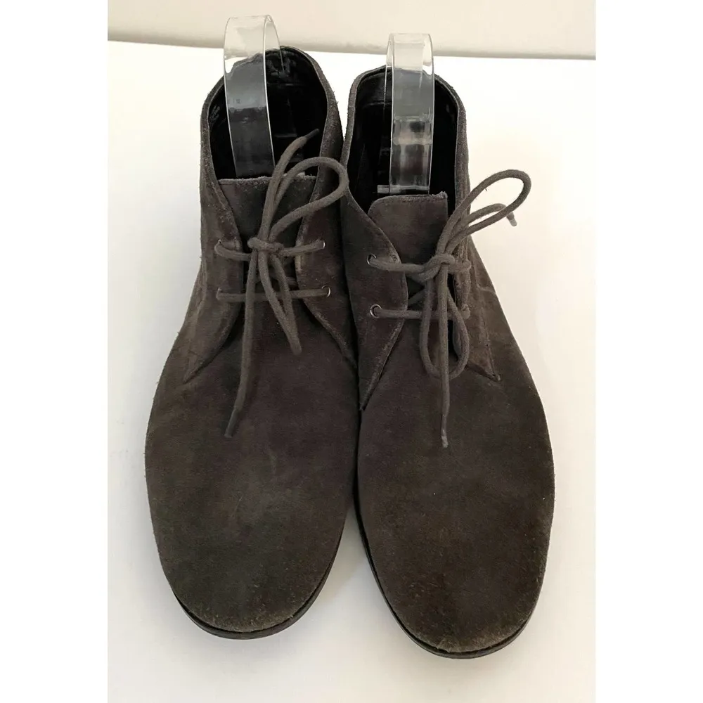 Suede Leather Bootie Boots Dark Gray Size 8 - Image 2