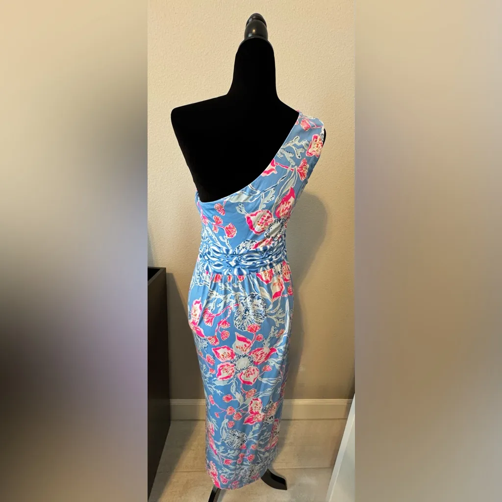 NWT Lilly Pulitzer Helina One-Shoulder Midi Dress Multi Bahamian Rhapsody Size M - Image 4
