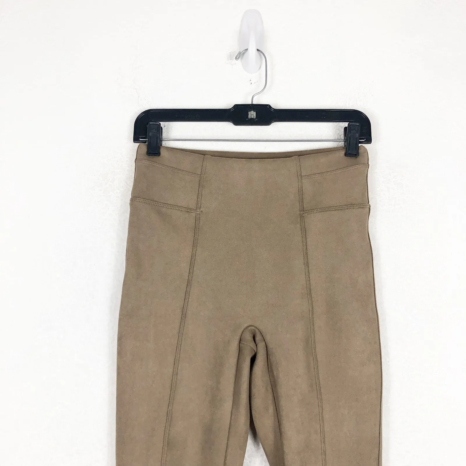Spanx Faux Suede Leggings Size Small Tan High Rise Stretch Neutral Quiet Luxury - Image 5