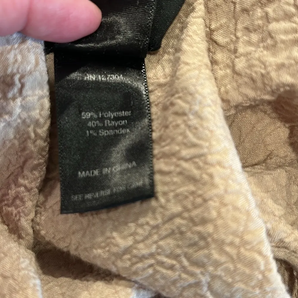 Ali Miles Camel Oatmeal Textured Gauze Cowl Neck Lightweight Tunic Sweater M Tan Size M - Image 9