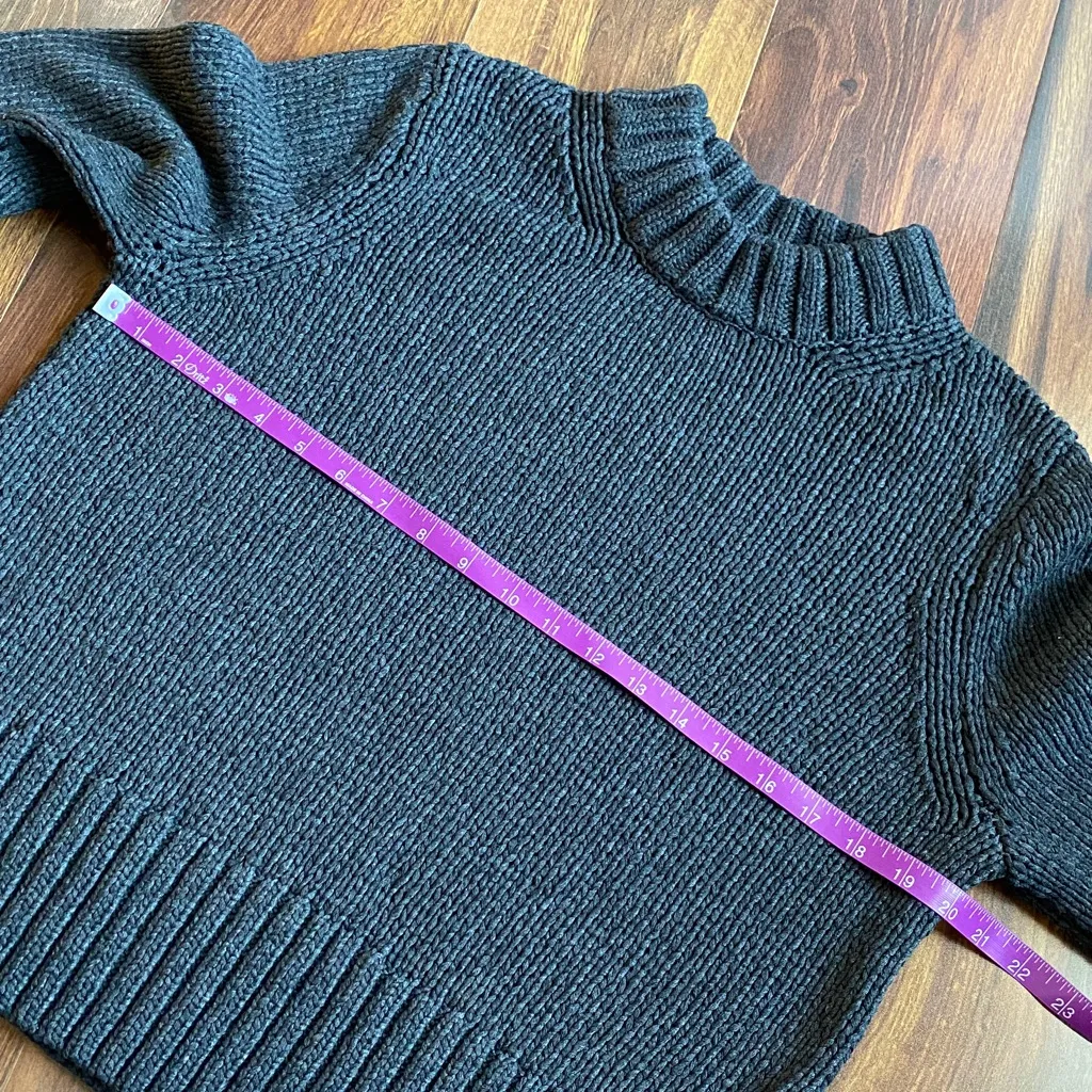 White + Warren Knit Chunky Boxy Mock Neck Sweater Charcoal Black Size M - Image 6