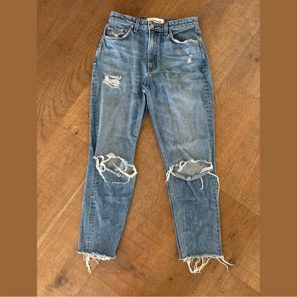 reformation high rise cigarette destroy distressed jeans - Image 3