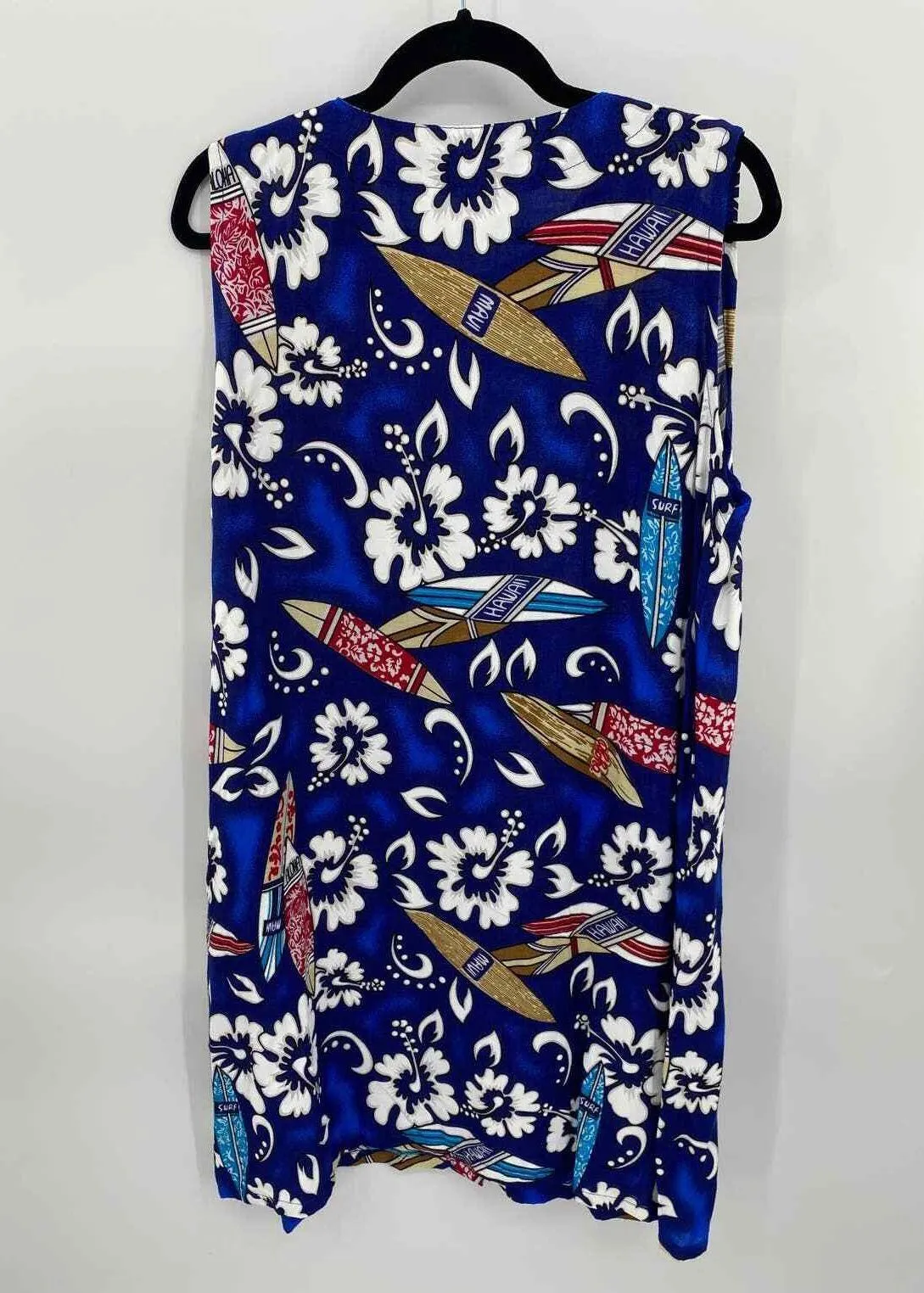 Cashey Button Front Dress Womens F XL Blue Hawaiian Surfboard Rayon Vintage - Image 6