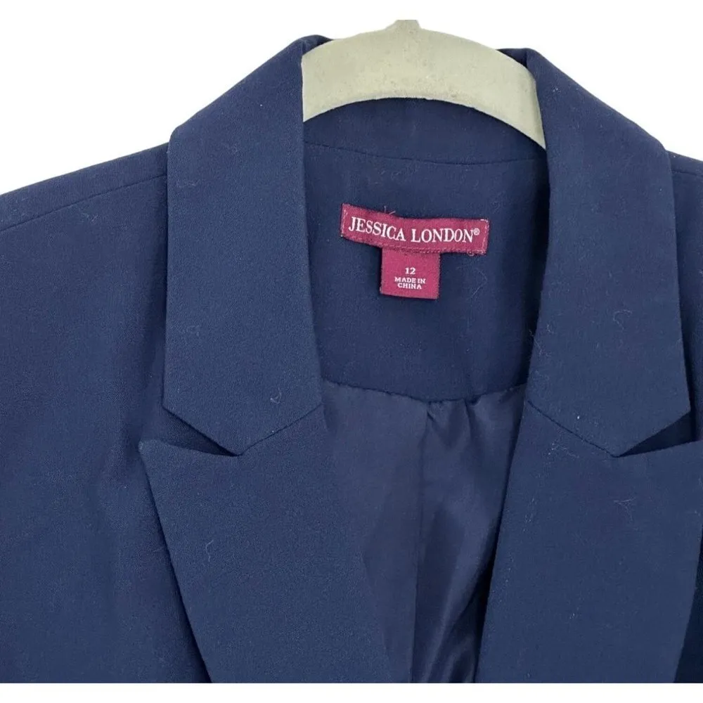 Women's Jessica London Polyester Blend Long Sleeves Blue Jacket Sz 12 Blue 2695 - Image 7