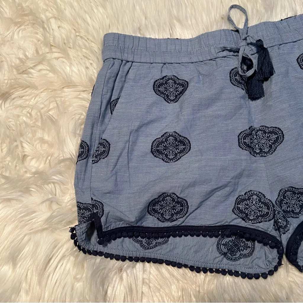 Loft Chambray Shorts Light Blue Navy Blue Geometric S - Image 2