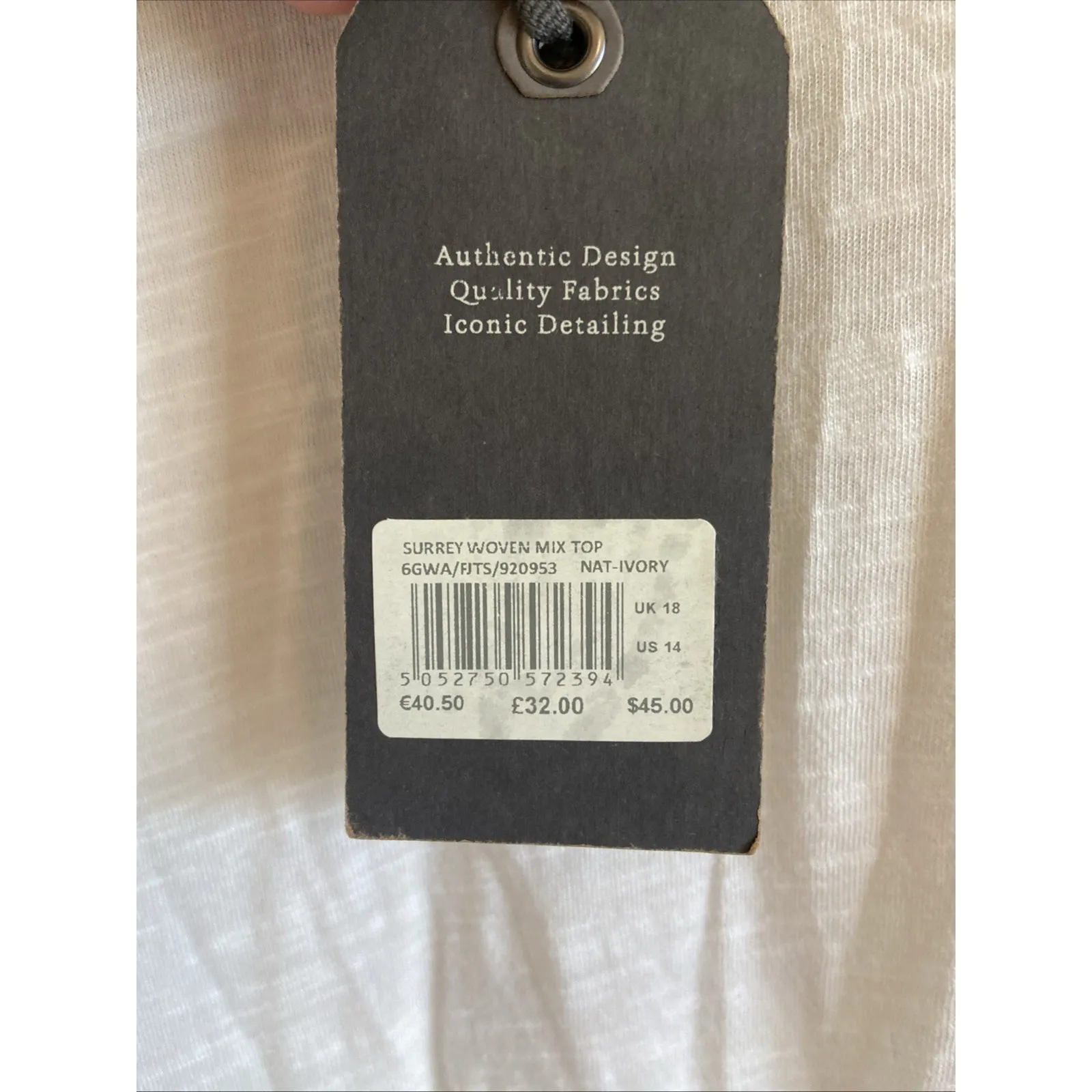 Fatface Natural Ivory Surrey Woven Mix Tunic Top Shirt Women UK 18 US 14 NEW NWT - Image 3