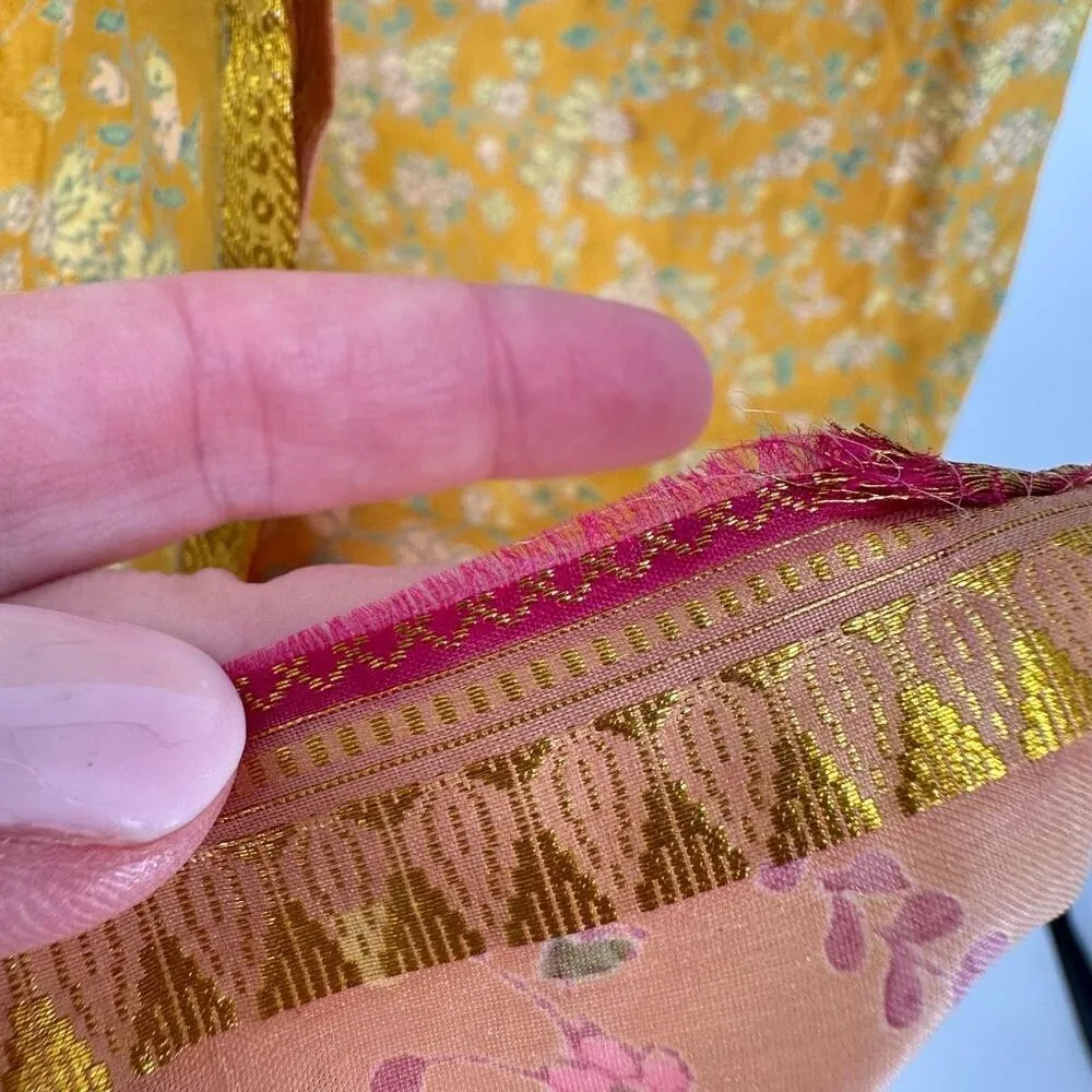 Mexicali Blues Floral Mixed Print Silk Blend Wrap MIDI Skirt Cottagecore Boho OS - Image 10