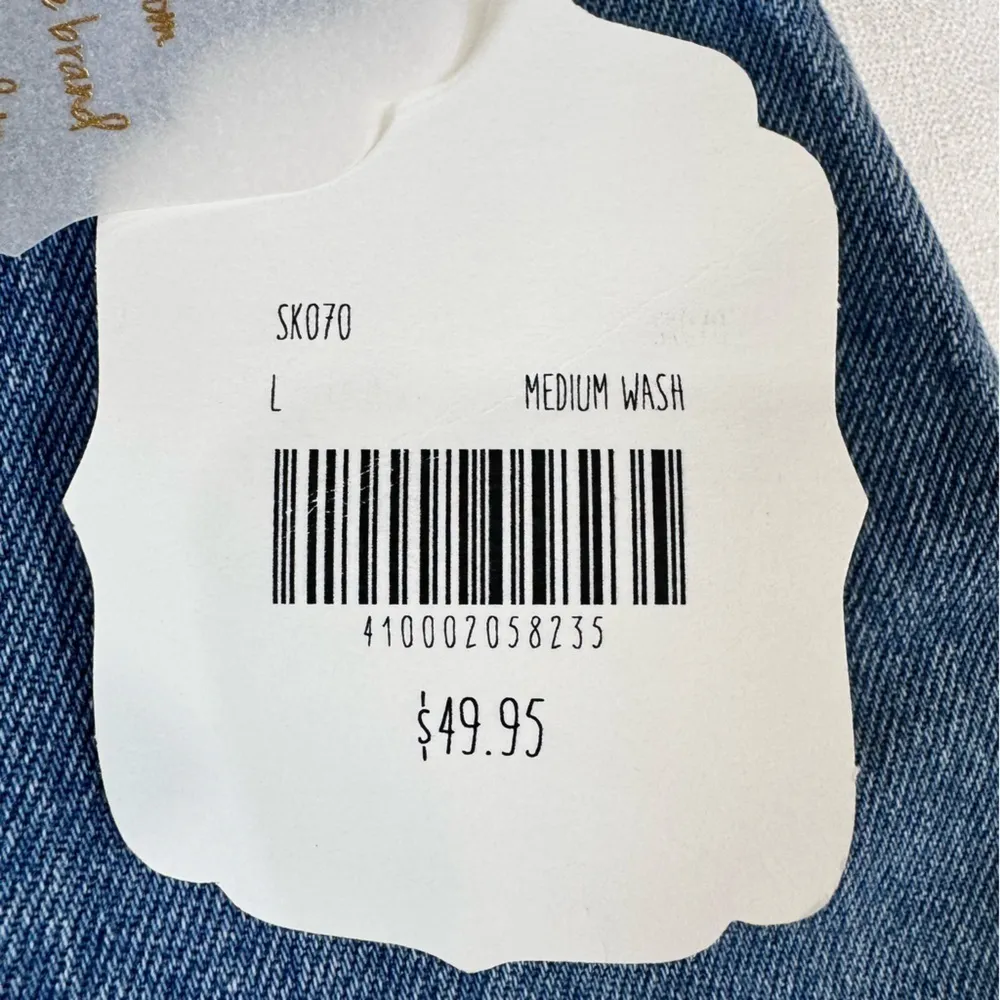 Altar’d State Medium Wash Denim Zip Front Mini Skirt Size Large Clubbing Twee - Image 7