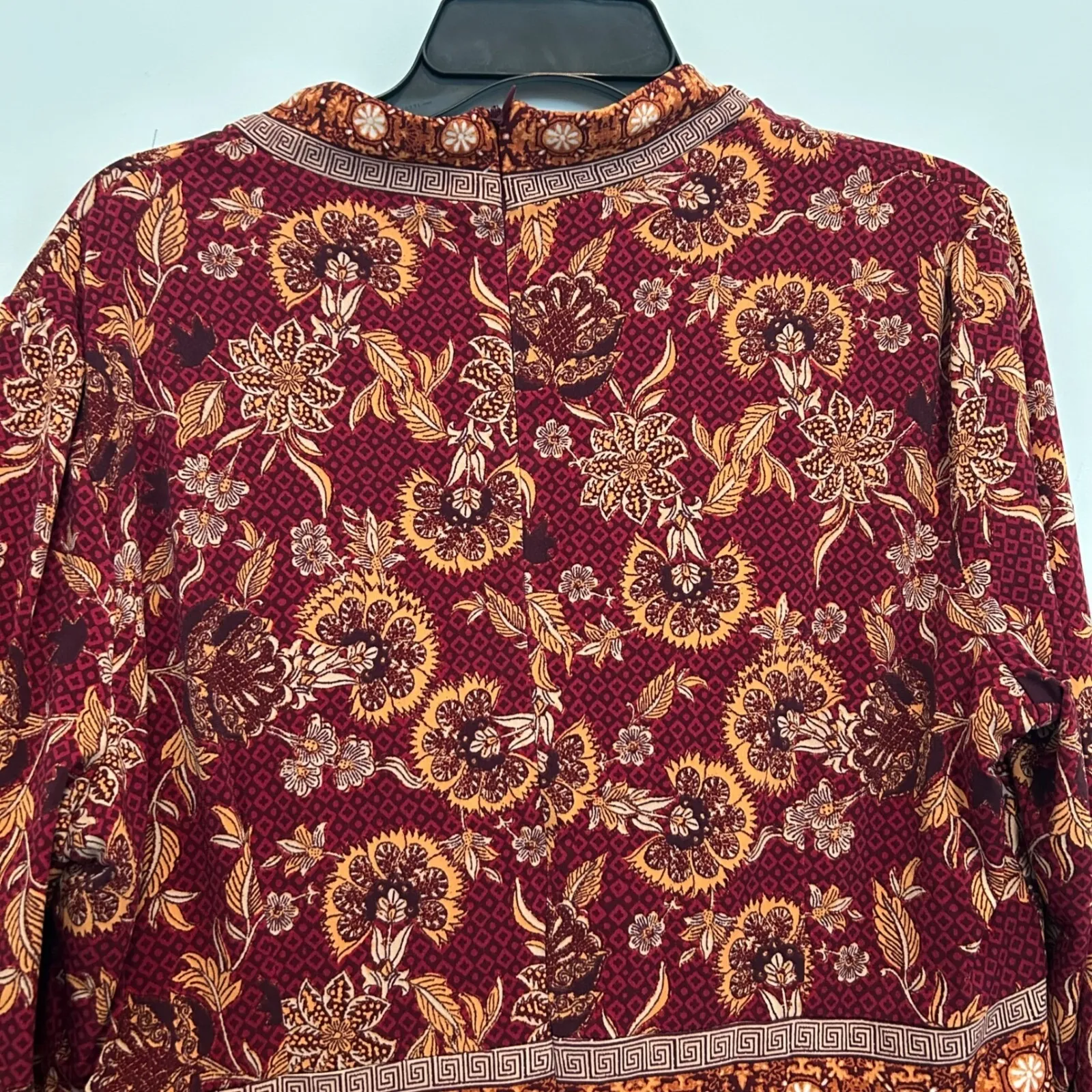 London Style Collection Floral Print Dress V-Neck Long Sleeve Casual Red Size 16 - Image 8