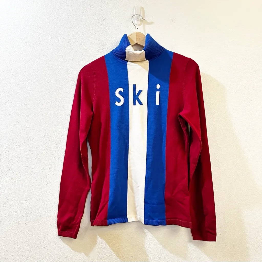 Alp N Rock Retro Ski 1970 Turtleneck Sweater Size Medium Blue - Image 10