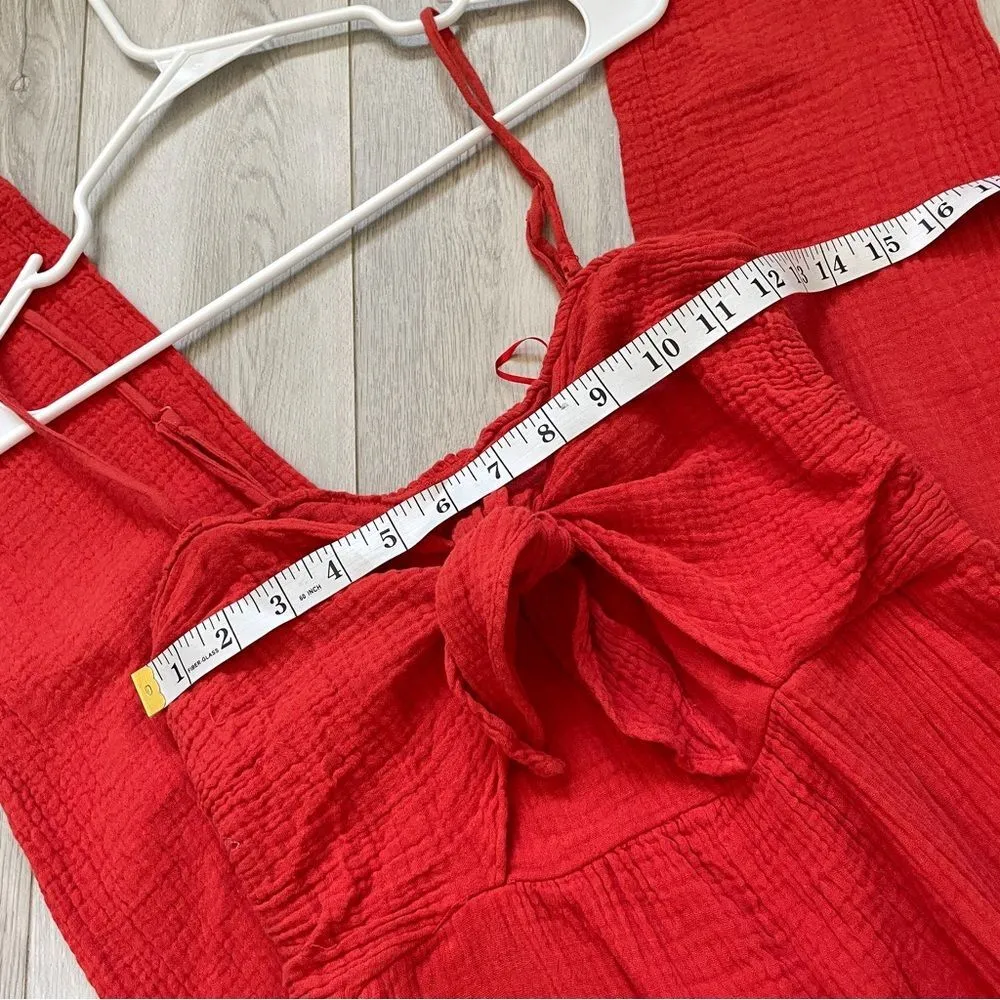 Anthropologie Saturday Sunday Isabel Tie Front Jumpsuit Red (Small) cotton gauze - Image 6