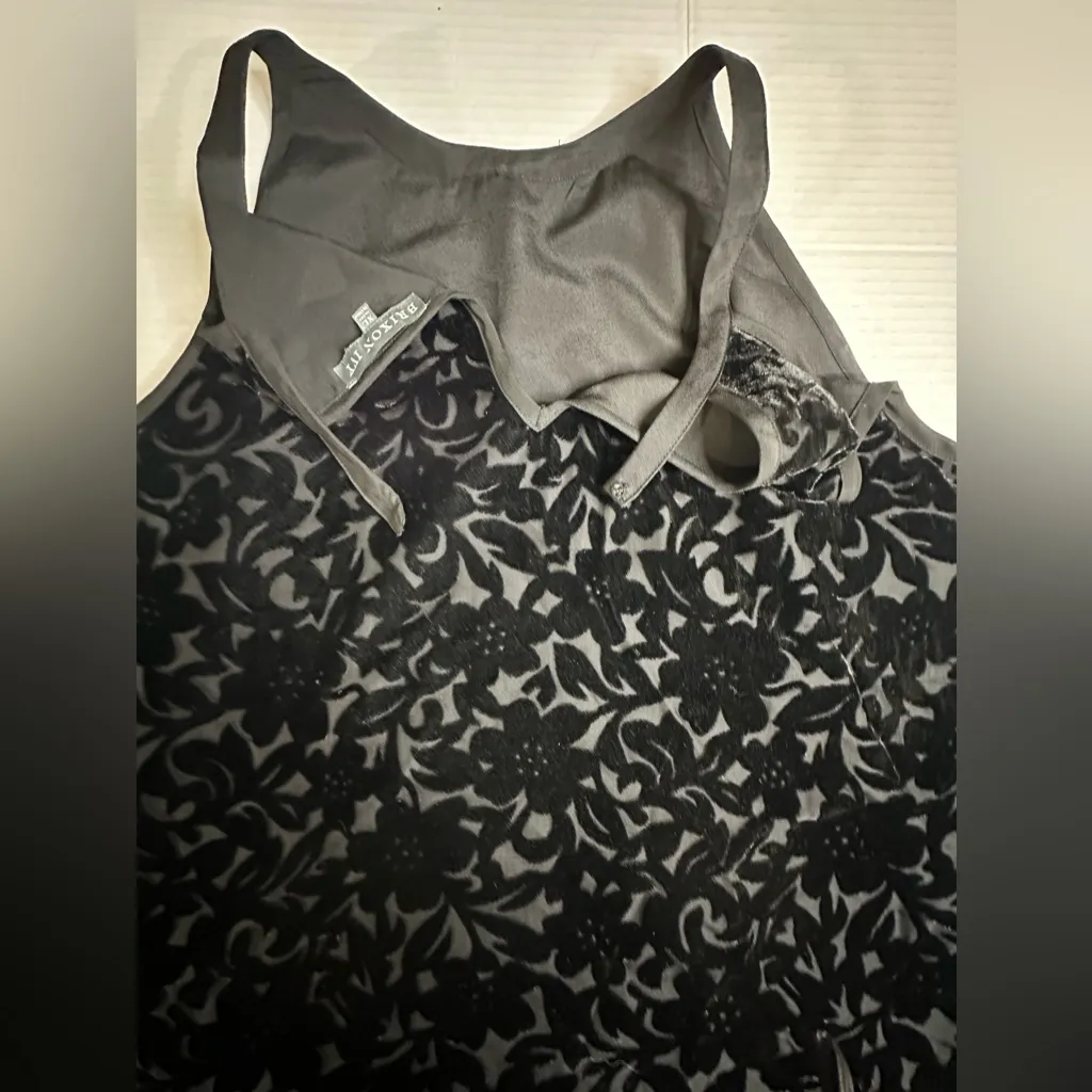 Brixon Ivy Black Velvet Floral Halter Tank Top With Button‎ Neck Closure XL - Image 9