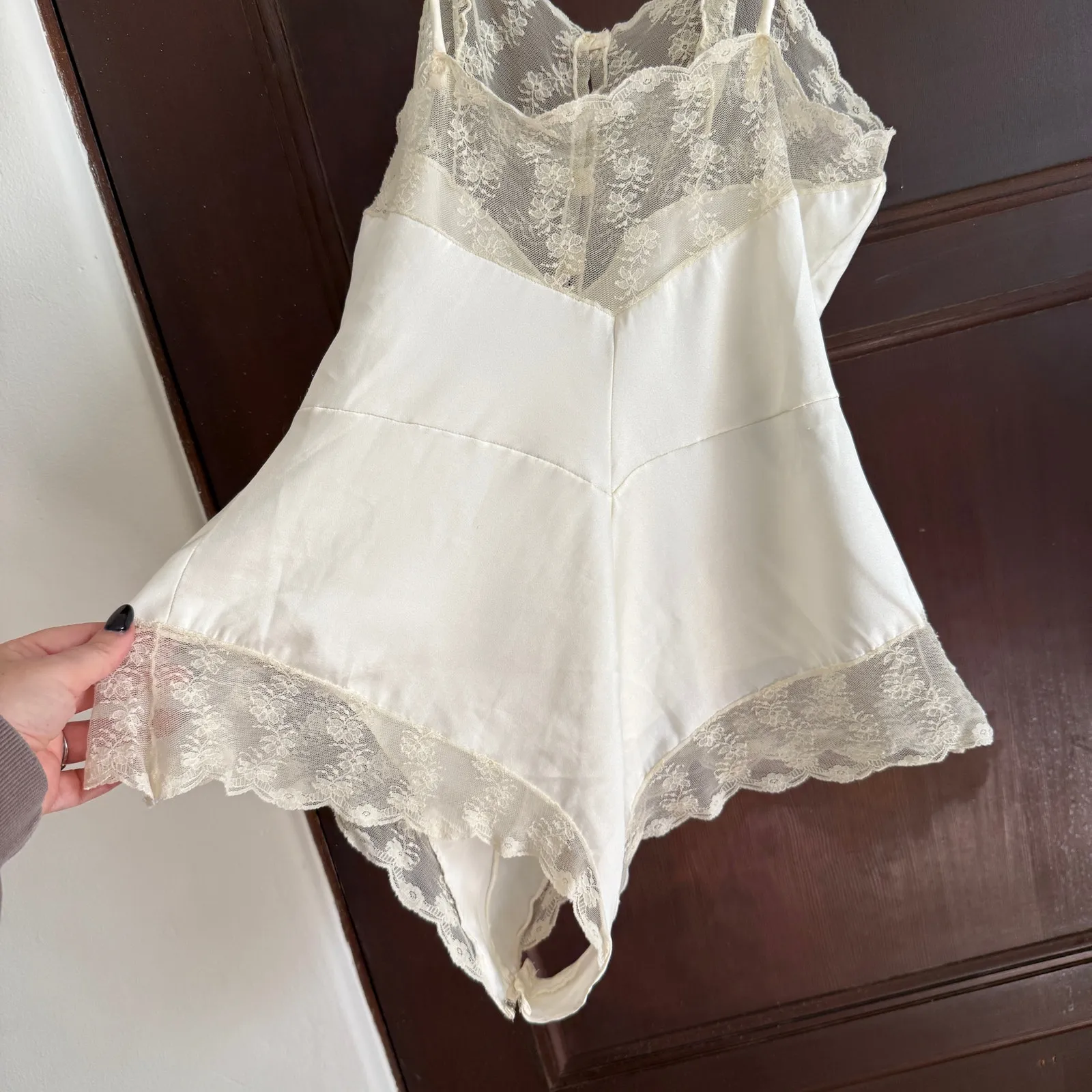 80s vintage CONTEMPO CASUALS Intime White Sheer Lace Teddy Negligee Medium - Image 5