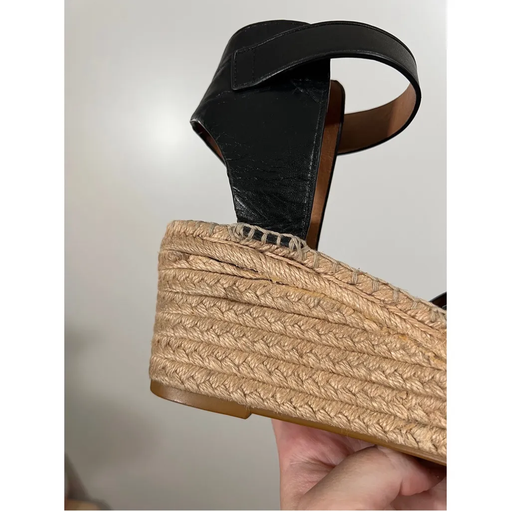 Coach Espadrille Wedges Primrose Raffia Leather Sandals Size 8.5 Women - Image 6