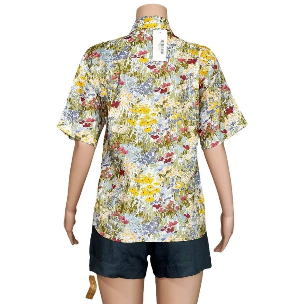 REFORMATION Aventura Linen Top, Countryside, XS - Image 13