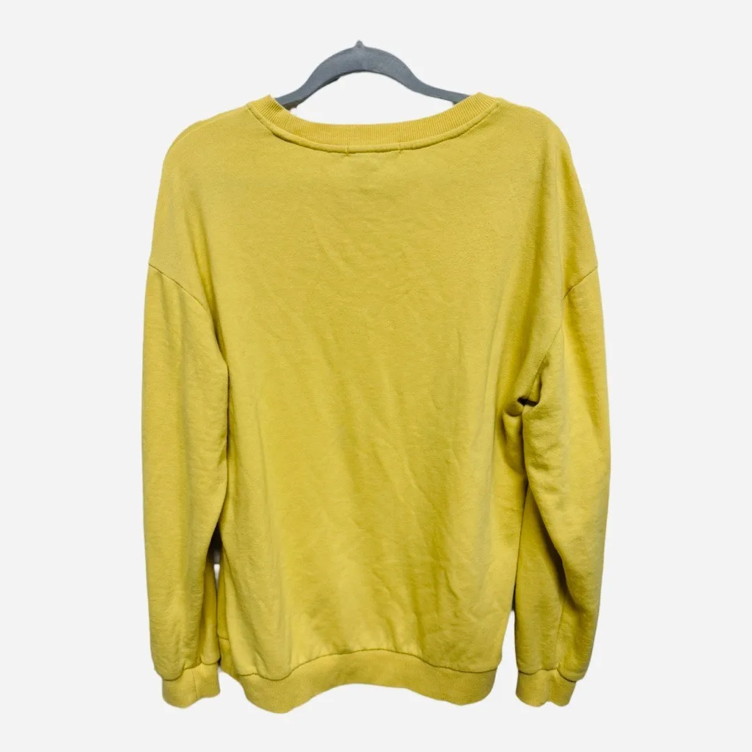 Forever 21  Yellow Honey Embroidered Sweatshirt Oversized Size Medium Basics - Image 4