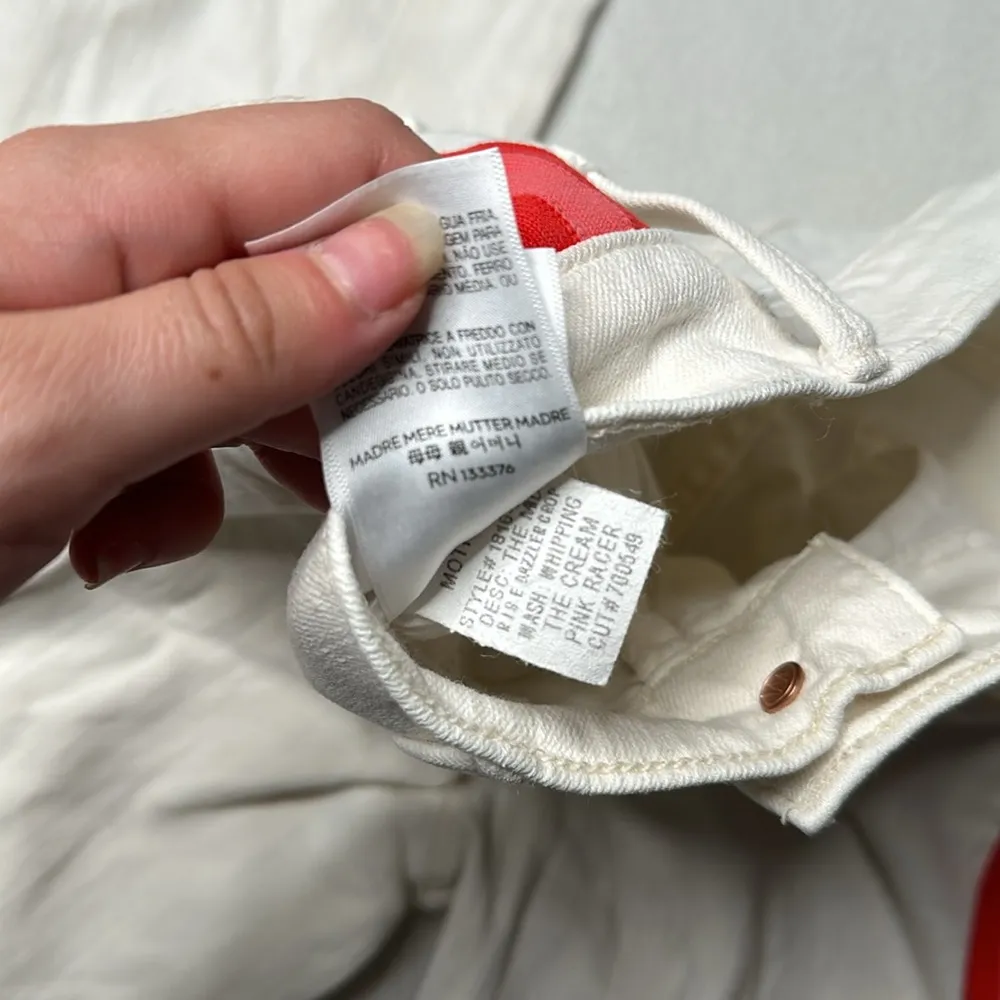 Mother Jeans The Mid Rise Dazzler Crop in Whipping the Cream Pink Racer Red Size 25 - Image 5