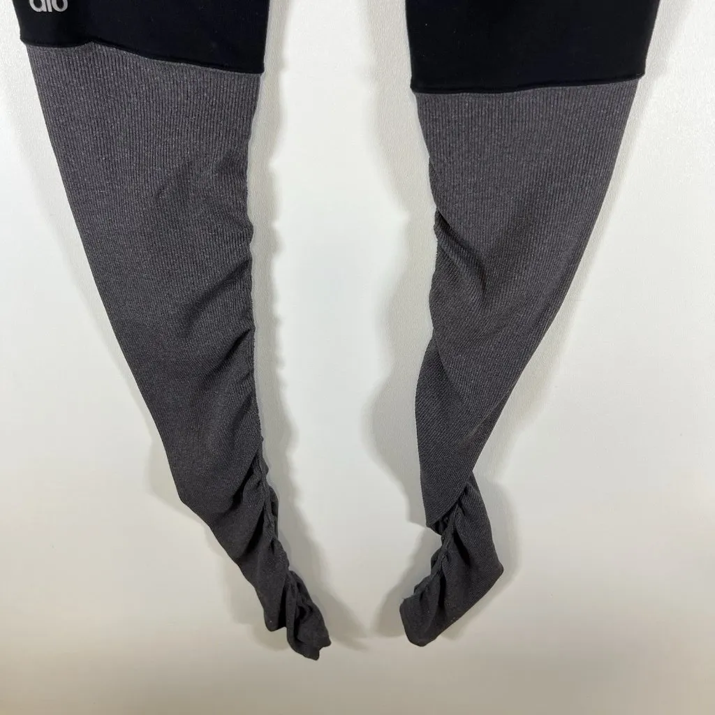 Alo yoga goddess leggings black gray womens‎ S ribbed athletic dance - Image 6