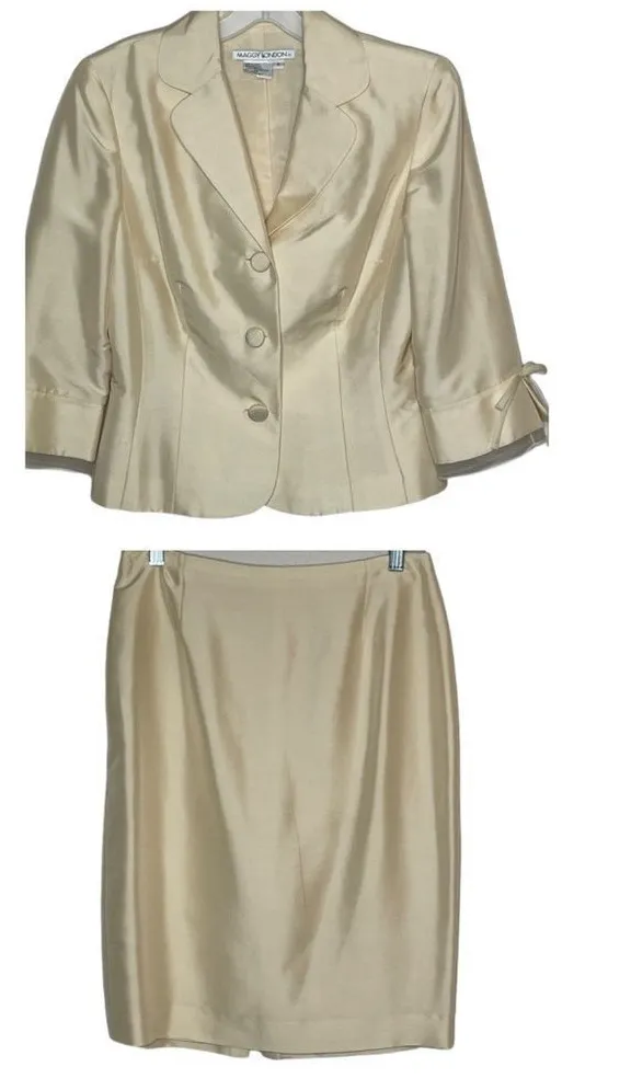 Vintage Maggy London Silk‎ Skirt Set Size 6 - Image 2