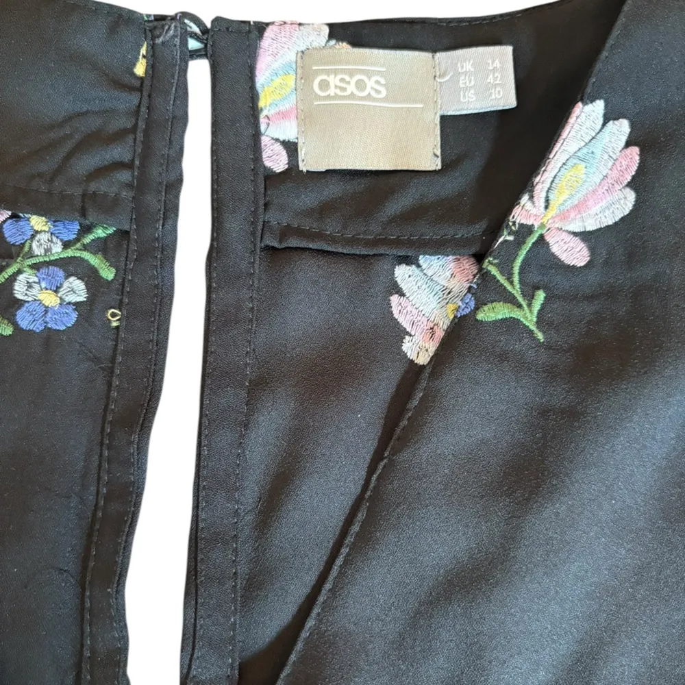 ASOS Floral Embroidered Midi Dress Womens Size 10 Black NWOT - Image 11