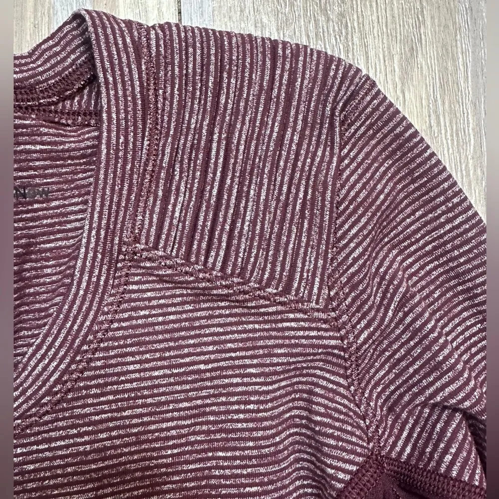 Lululemon Star Runner Long Sleeve Shirt (Bordeaux Drama Tonka Striped), Size 4 - Image 4