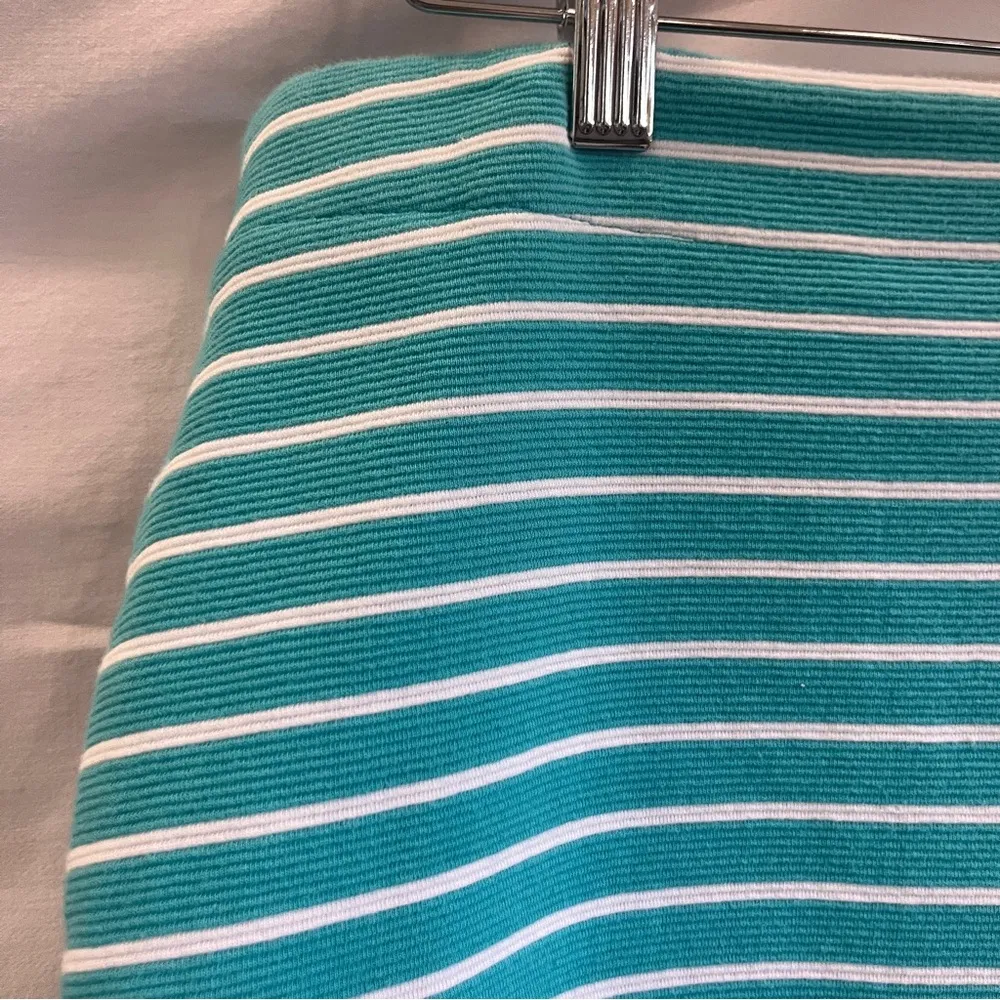 Talbots Turquoise White Textured Knit Skirt Pencil Pockets Womens Size 6 Mini - Image 2