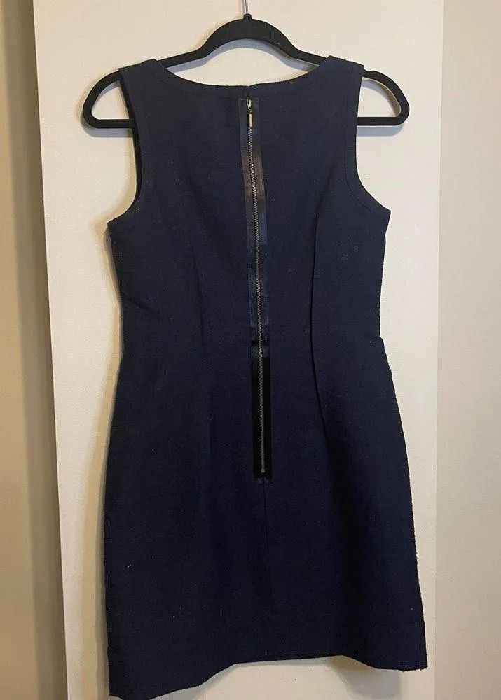 Theory Navy Abia Highland Wool Blend Sleeveless Sheath Dress 6 - Image 8