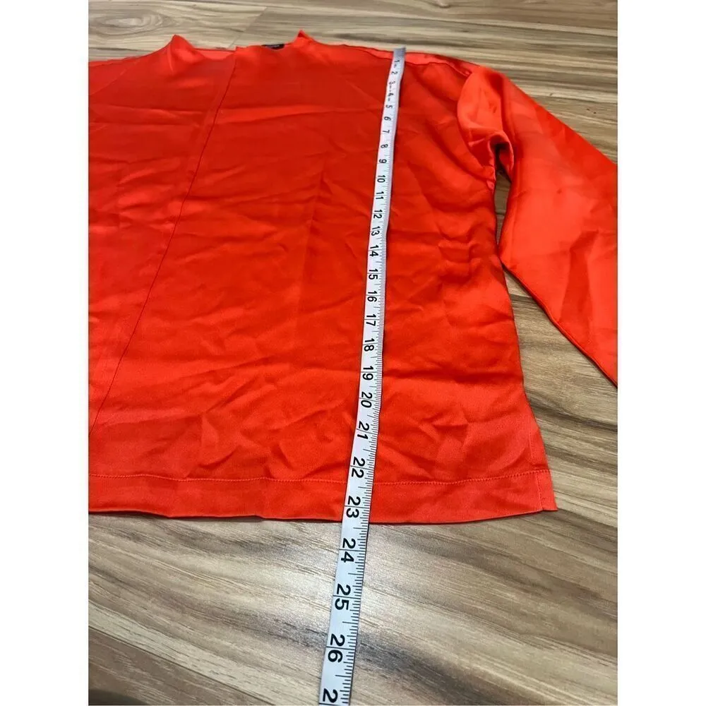 Eileen Fisher Heavyweight 100%Silk Charmeuse Funnel Neck Top blouse Sz M - Image 4