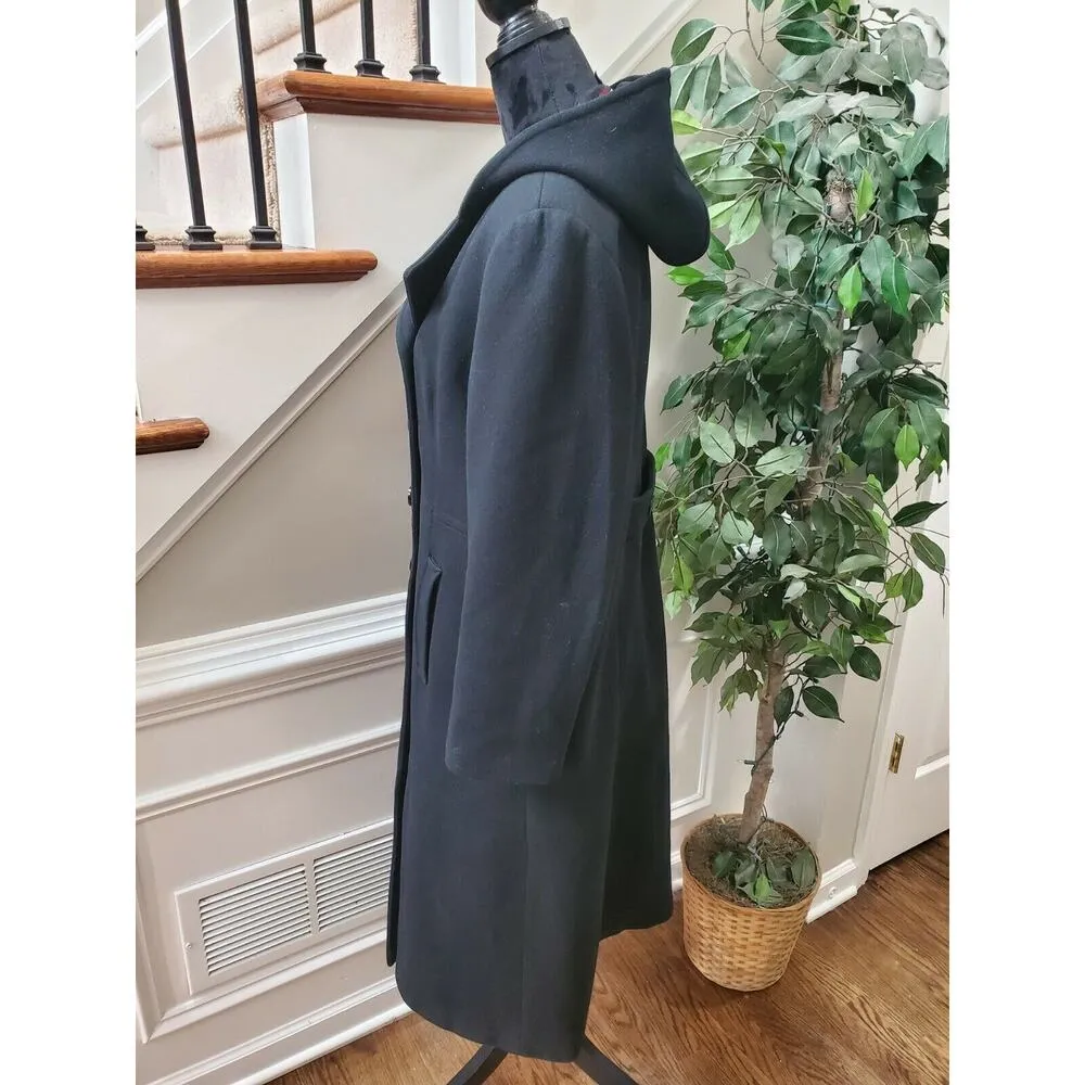 Vintage Stephanie Mathews Women Black 100% Wool Long Sleeve Button Front Coat 12 - Image 4