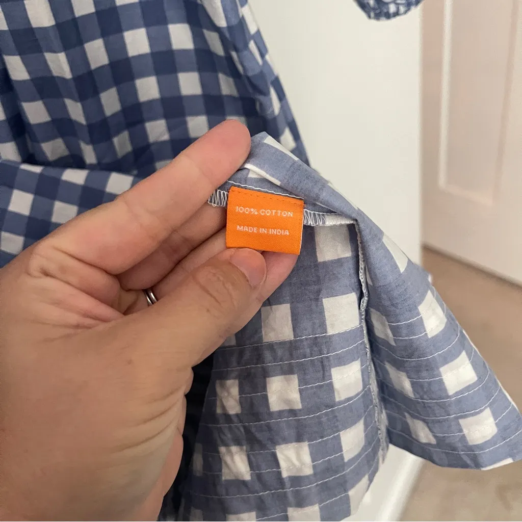 Oliphant blue white puff sleeve gingham dress Size 2X - Image 4