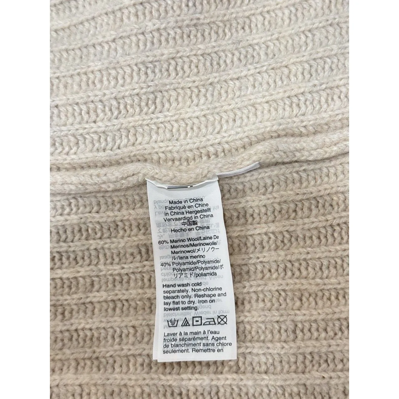 Madewell Womens Cardigan Beige Redford Ribbed Knit Merino Wool Boxy Sweater XS - Image 10