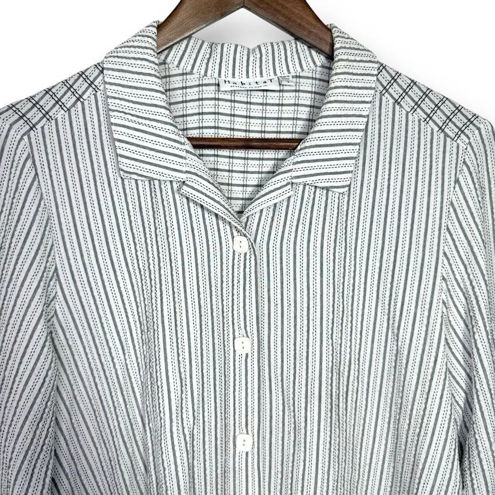 Habitat Clothes To Live In Shirt S Crinkle Crepe Top‎ Asymmetrical Lagenlook - Image 3