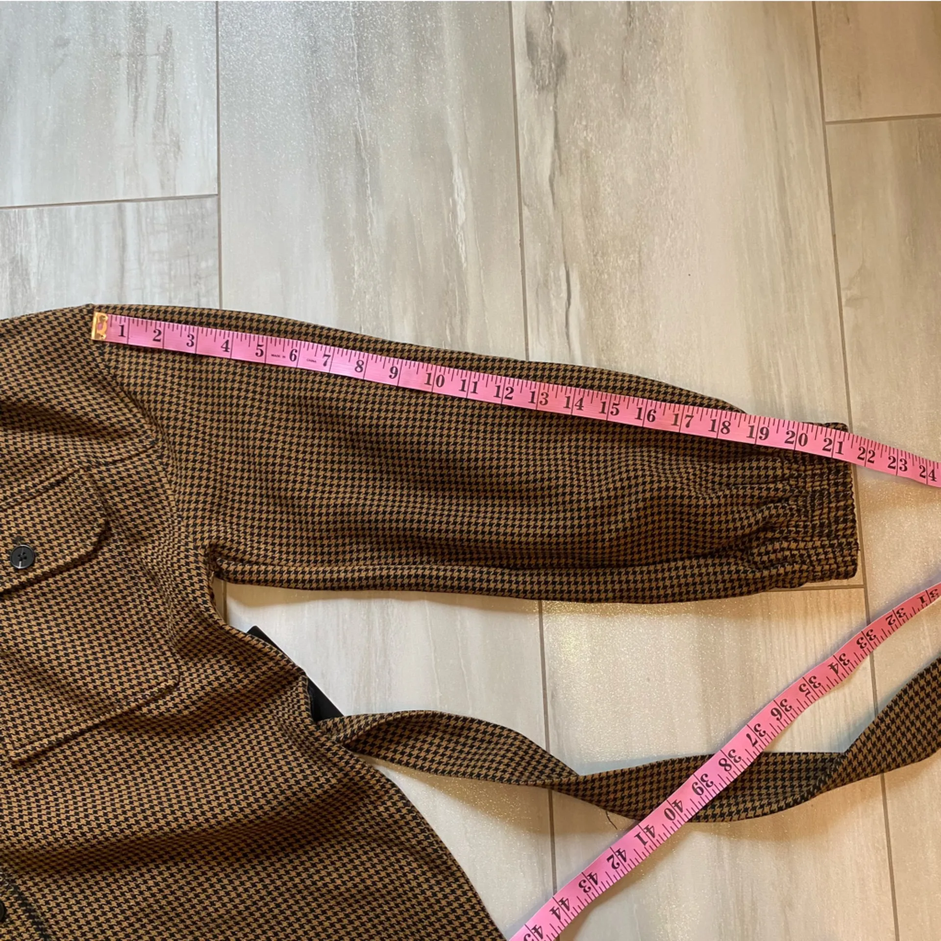 Current Air NWT  Black and Brown Houndstooth Utility Shirt Belted Jacket, Small - Image 9