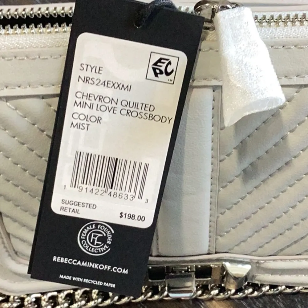 Rebecca Minkoff Gray Chevron Quilted Leather Mini Love Crossbody NWT - Image 6