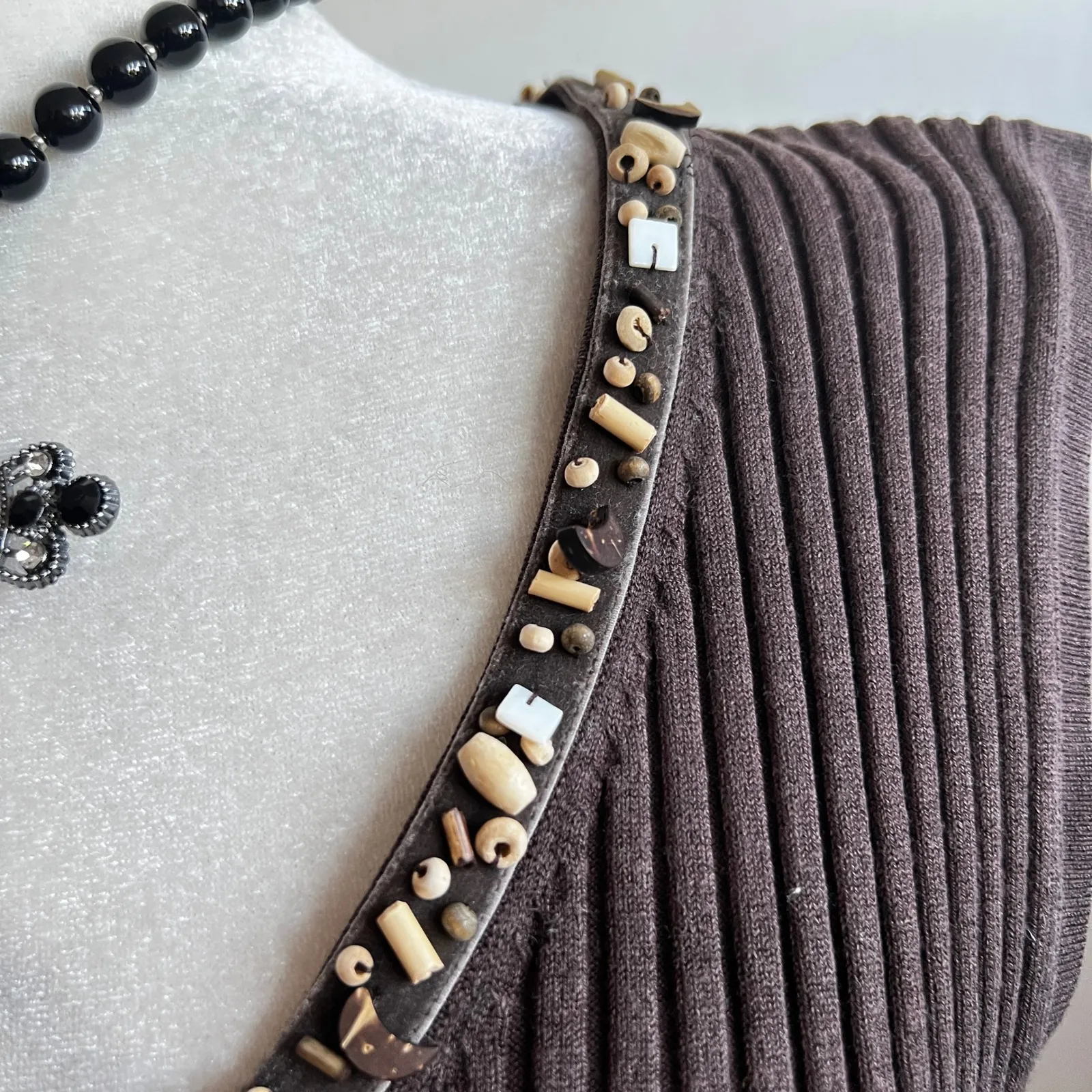 Vintage Beaded Tank Top Y2K 2000s Western Festival Coachella XL Brown - Image 5