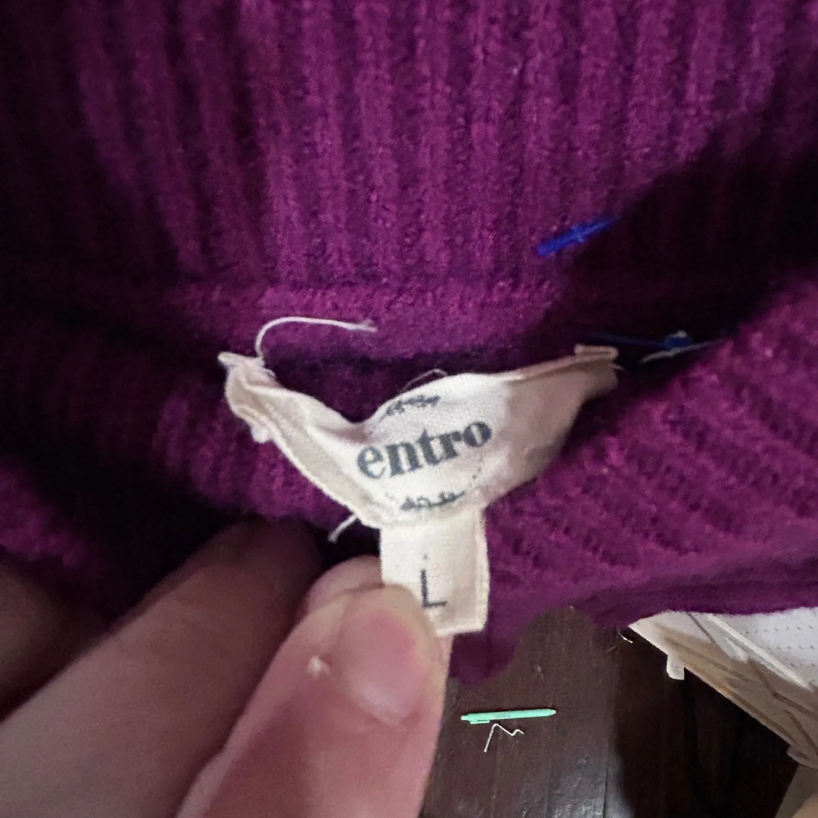 Entro Cable Knit Mock Neck Sleeveless Sweater Dress Purple Size L - Image 5