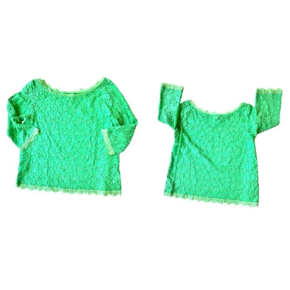 Weston Wear Anthropologie Francisco Top Medium Lime Green Crochet Fringe EUC Size undefined - Image 10