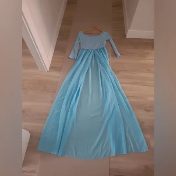 Maternity Maxi Chiffon Photography Dress Split Front Gown for Photoshoot L - Image 6