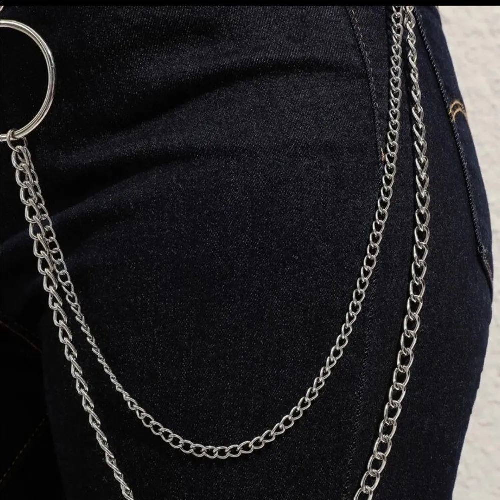 O Ring Silver Layered Pant Belt Chain New - Image 14
