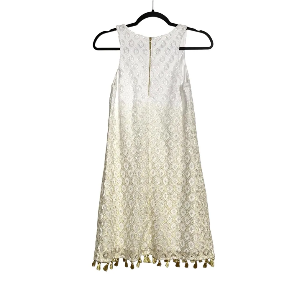 Lilly Pulitzer Marquette Lace White Gold Ombre Sleeveless Mini Dress XS - Image 3