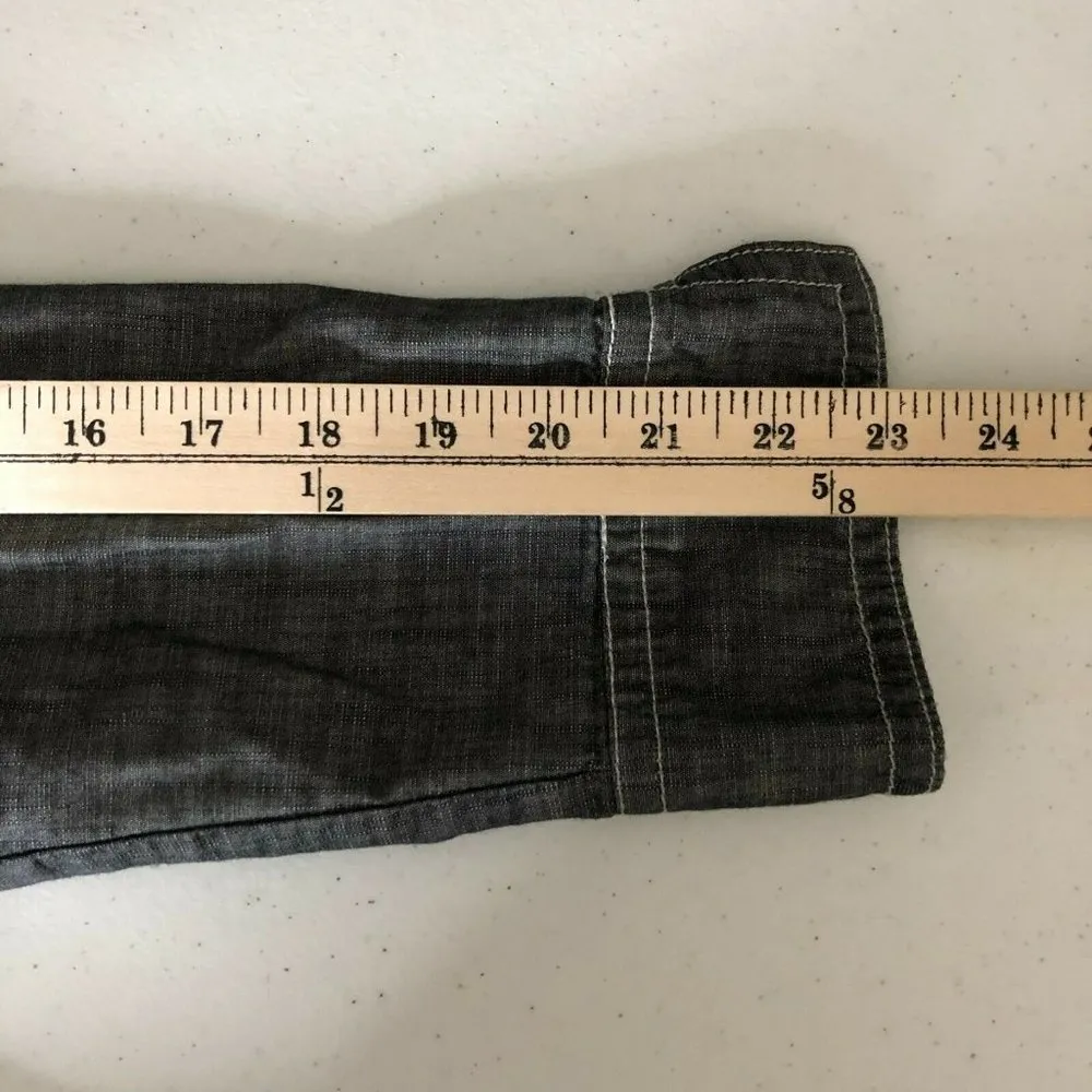 Columbia Shirt Dress Cowl Neck Pockets Mini Chambray Long Sleeve Gray XS - Image 8