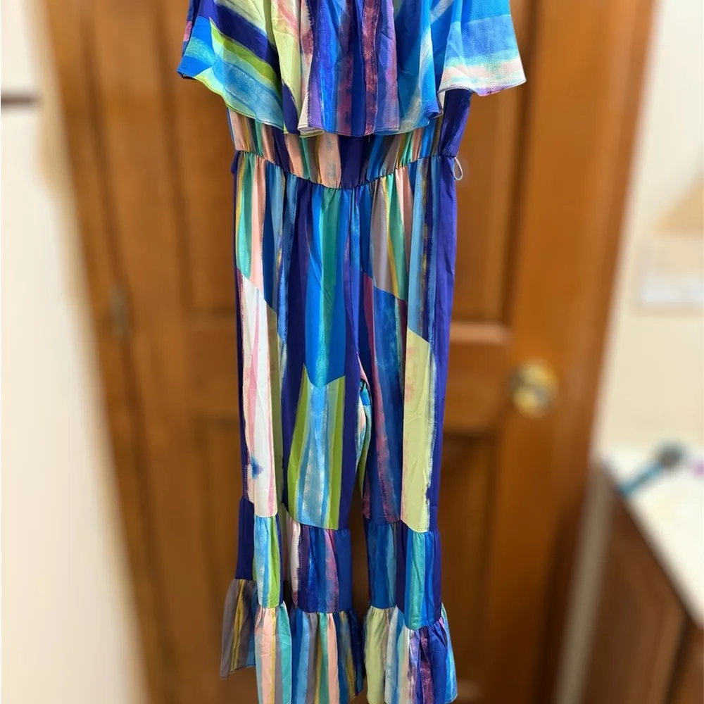 Umgee | Colorful Striped Jumpsuit with flare legs - Image 2