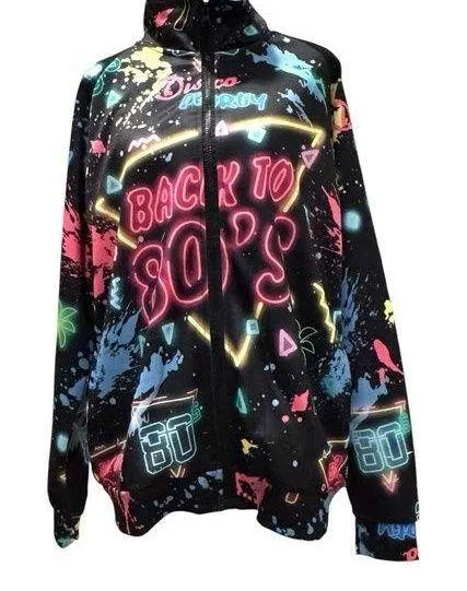 Retro 1980s style two piece track suit! Size M, Unisex, NWOT Black Size M - Image 1