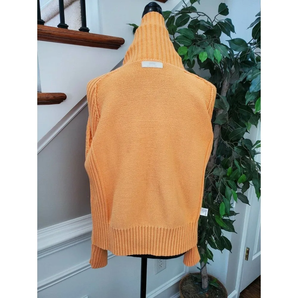 Marks & Spencer Women Orange Cotton Long Sleeve Full Zip Stretch Sweater Size 18 - Image 8