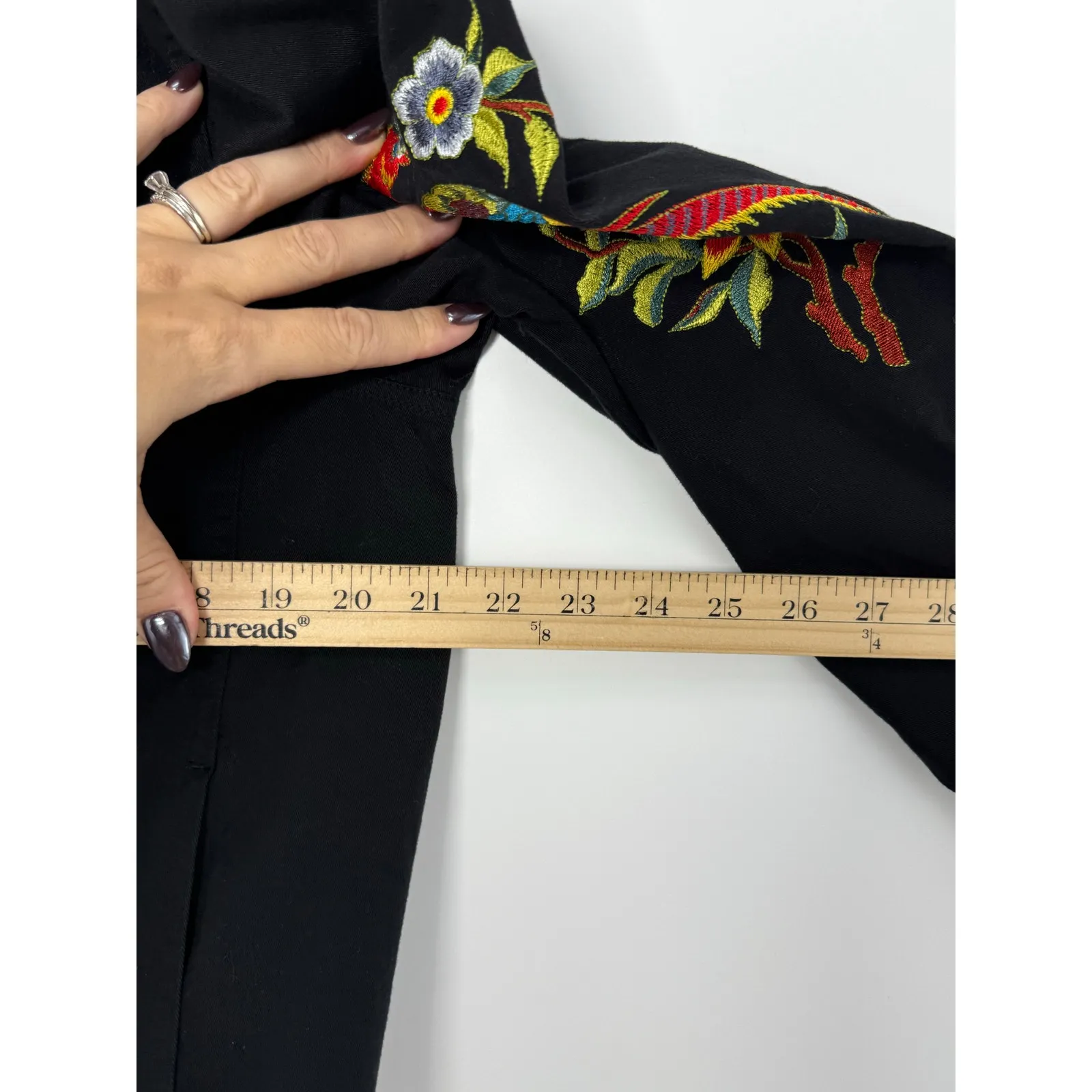 Yi Lin Black Embroidered Jacket Women’s Small Floral Bird Western Boho Tropical - Image 10